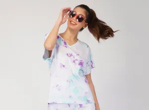 SLAY. Women's Tie Dye Oversized  V neck T Shirt