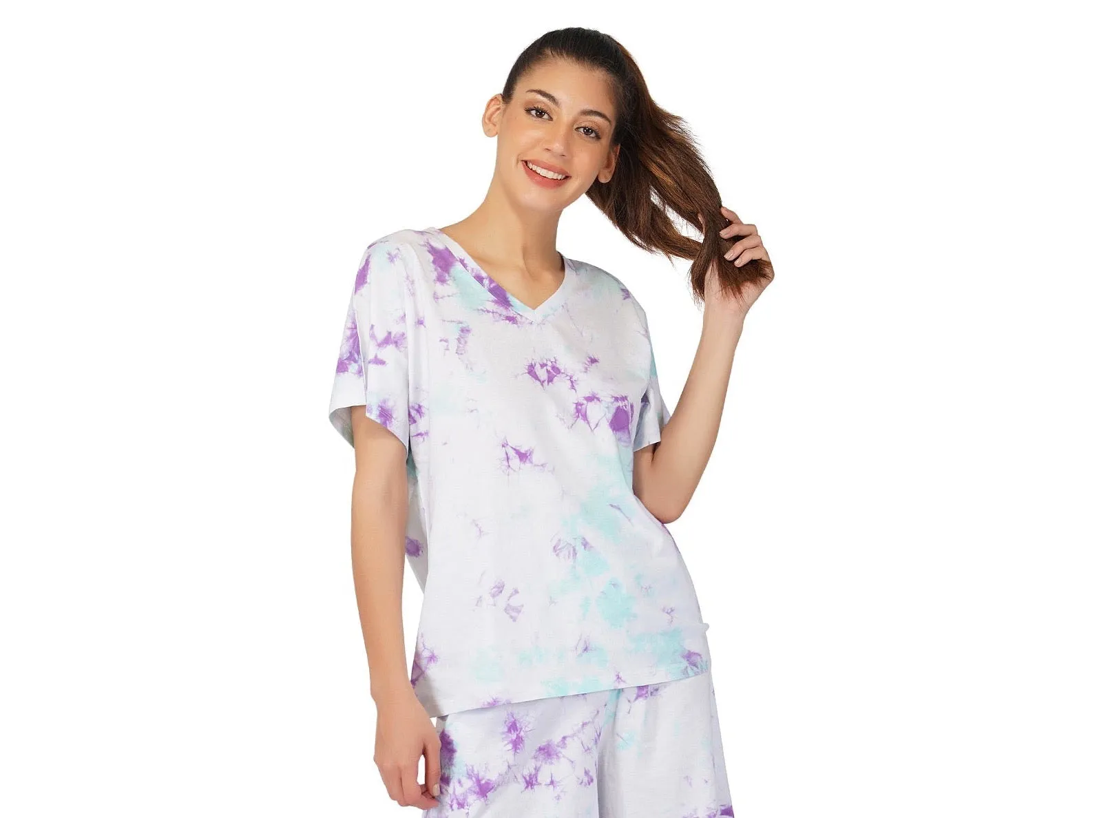 SLAY. Women's Tie Dye Oversized  V neck T Shirt