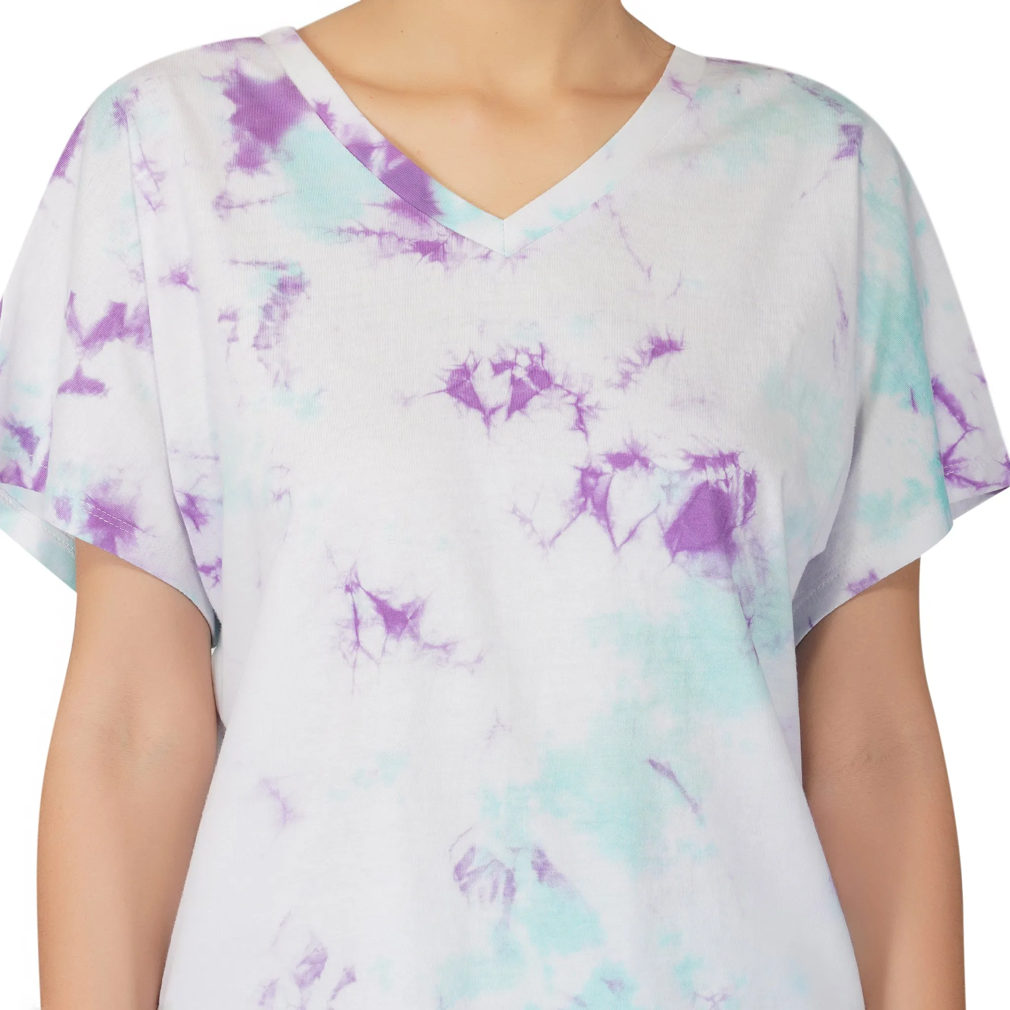 SLAY. Women's Tie Dye Oversized  V neck T Shirt