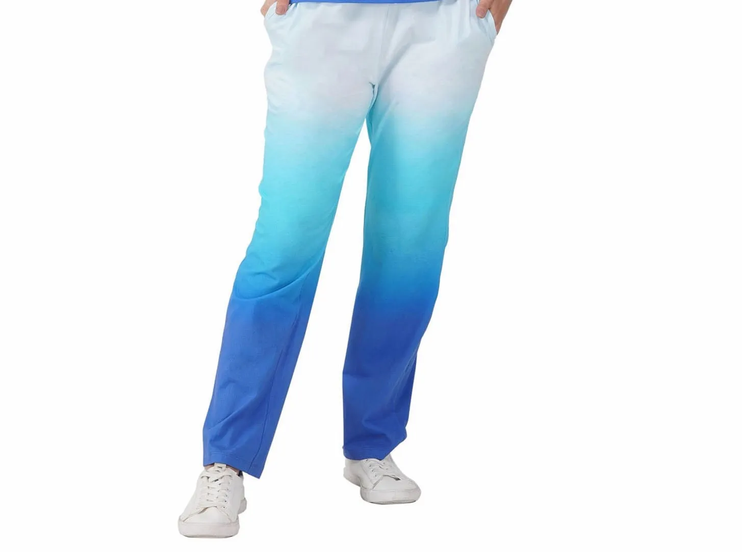 SLAY. Women's White to Blue Ombre Pants