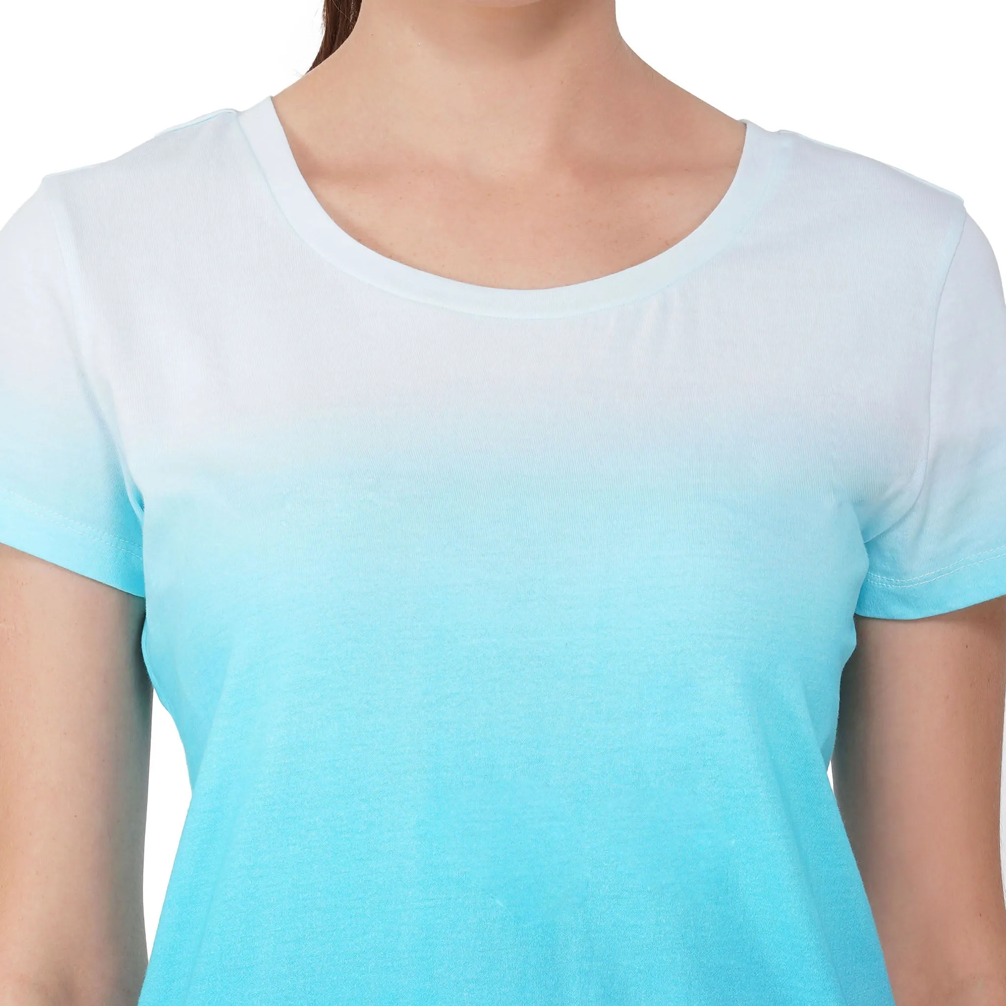 SLAY. Women's White to Blue Ombre T Shirt