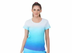 SLAY. Women's White to Blue Ombre T Shirt