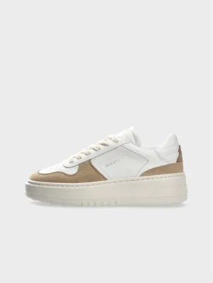 Sneakers Platform in Suede e Pelle Bianco/Beige