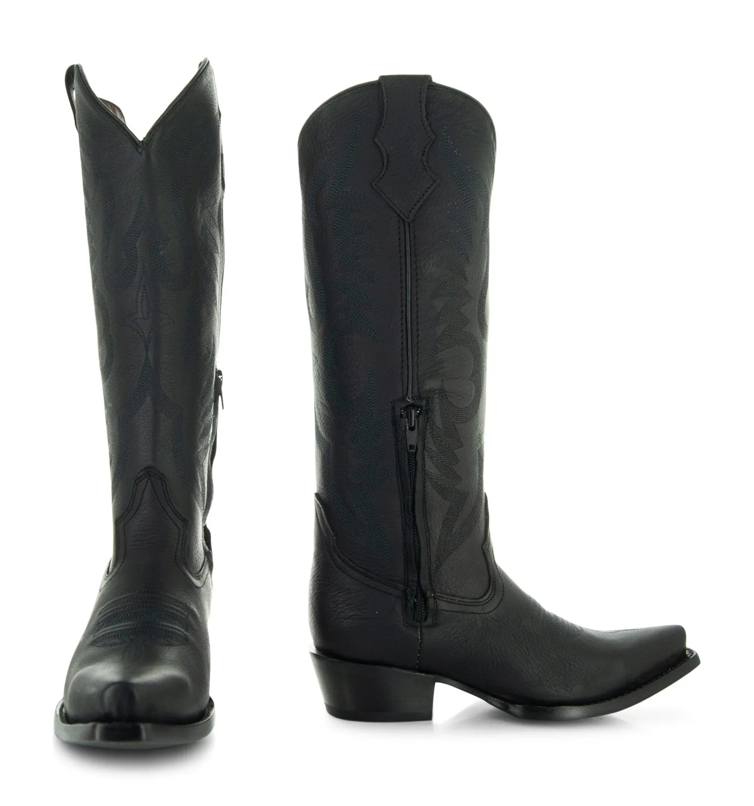 Soto Boots Tall Black Leather Womens Cowgirl Boots M1003