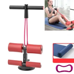 Suction-cup Abdominal Curler Sit-up Aid Household Waistcoat Line, Style:Drawstring   Yoga Mat(Red)