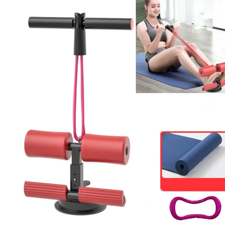 Suction-cup Abdominal Curler Sit-up Aid Household Waistcoat Line, Style:Drawstring   Yoga Mat(Red)