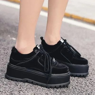 Suede Platform Sporty Side Lines Black Brown Green Boots