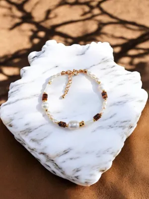 Tigrina - Tiger Eye Stone Pearl Bracelet