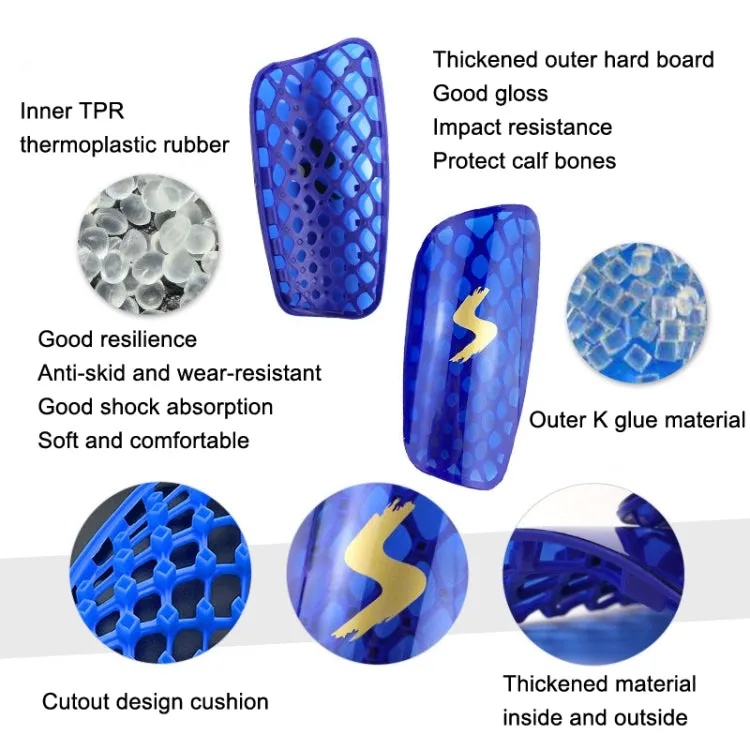 TPR Honeycomb Transparent Leg Protection Plug Board Football Protection Gear(Blue L)