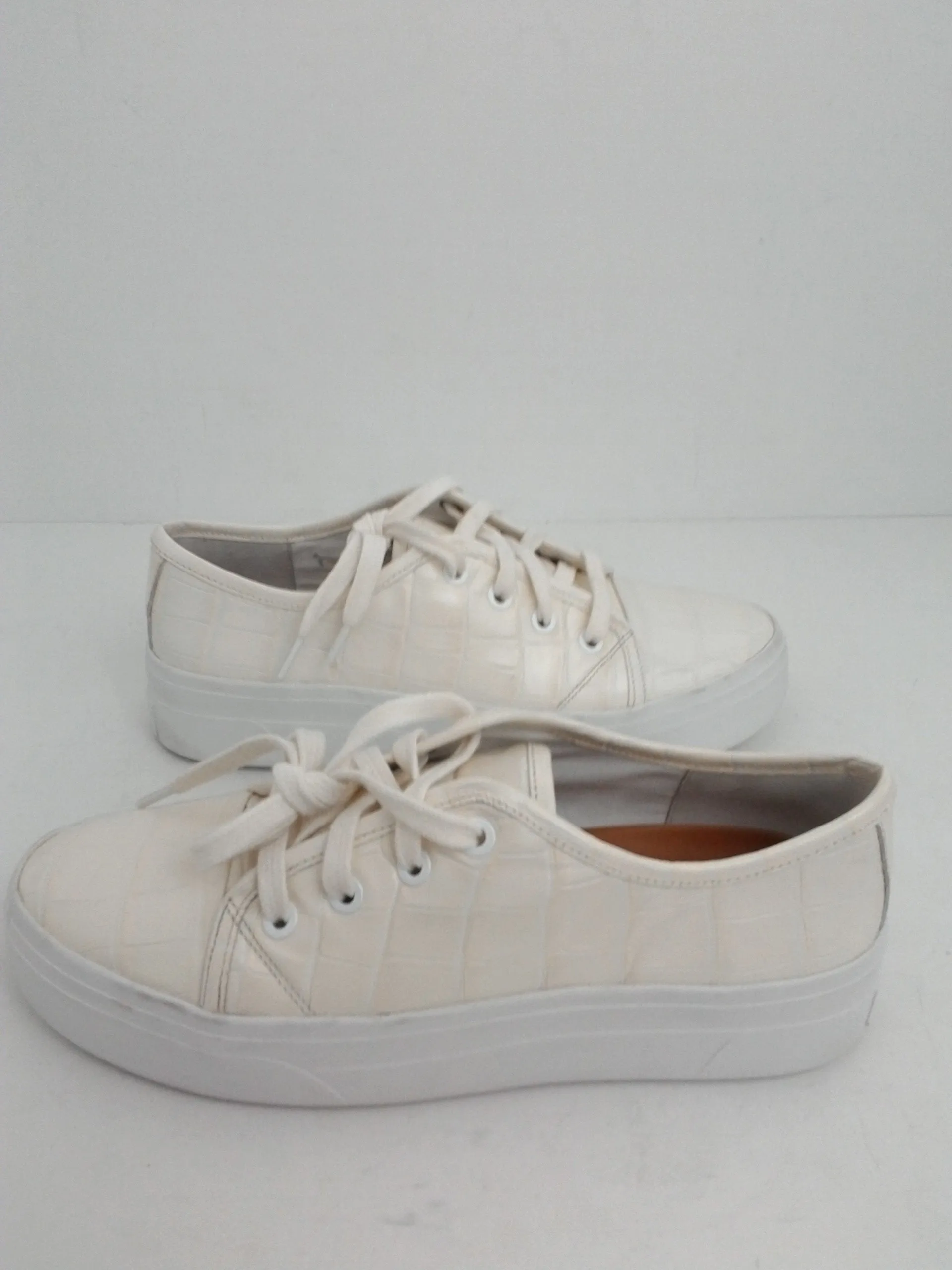 Via Spiga Women's Beige Fashion Platform Sneakers Size 6 M