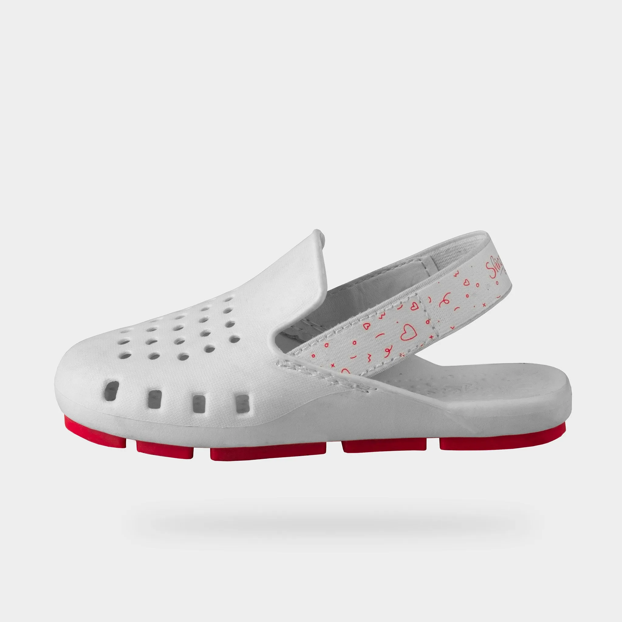 WHITE DOODLE MULE SLINGERS <br><span style="font-size: 8px; font-weight: normal;"> White Slides Sandals Closed Toe Kids, Toddlers,  Girls Water Shoes Summer 2024