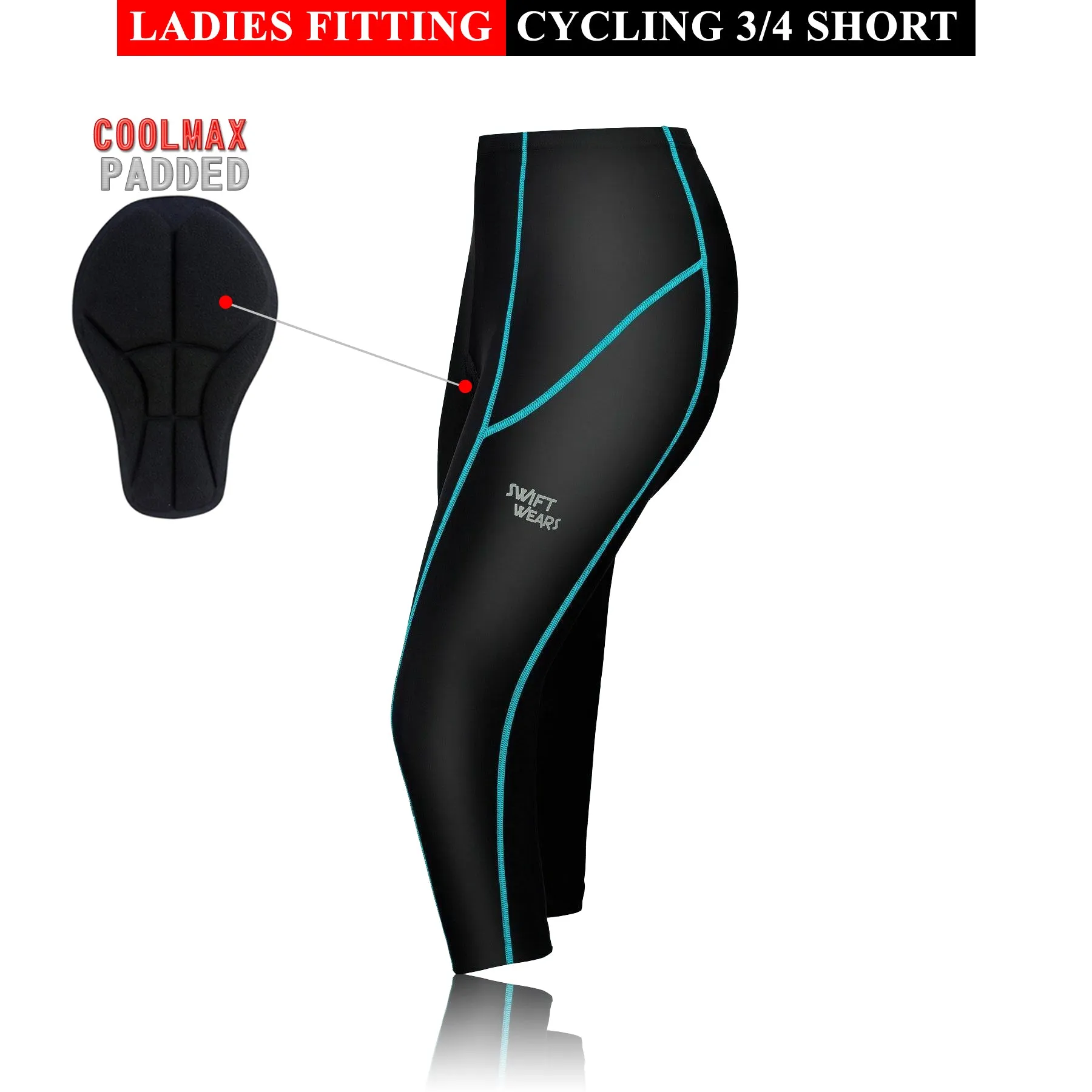 Women Cycling 3/4 Padded Legging