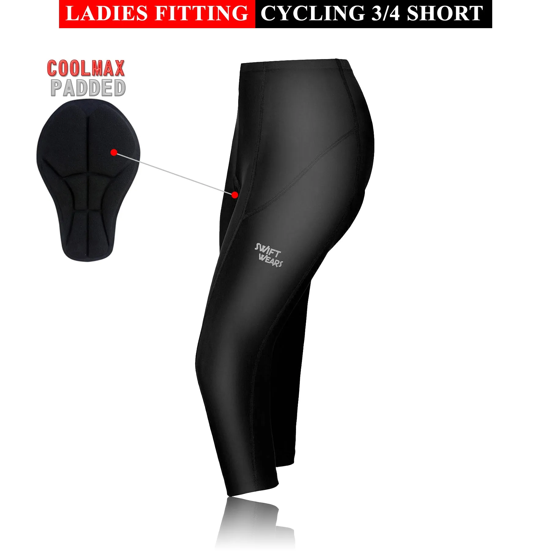 Women Cycling 3/4 Padded Legging