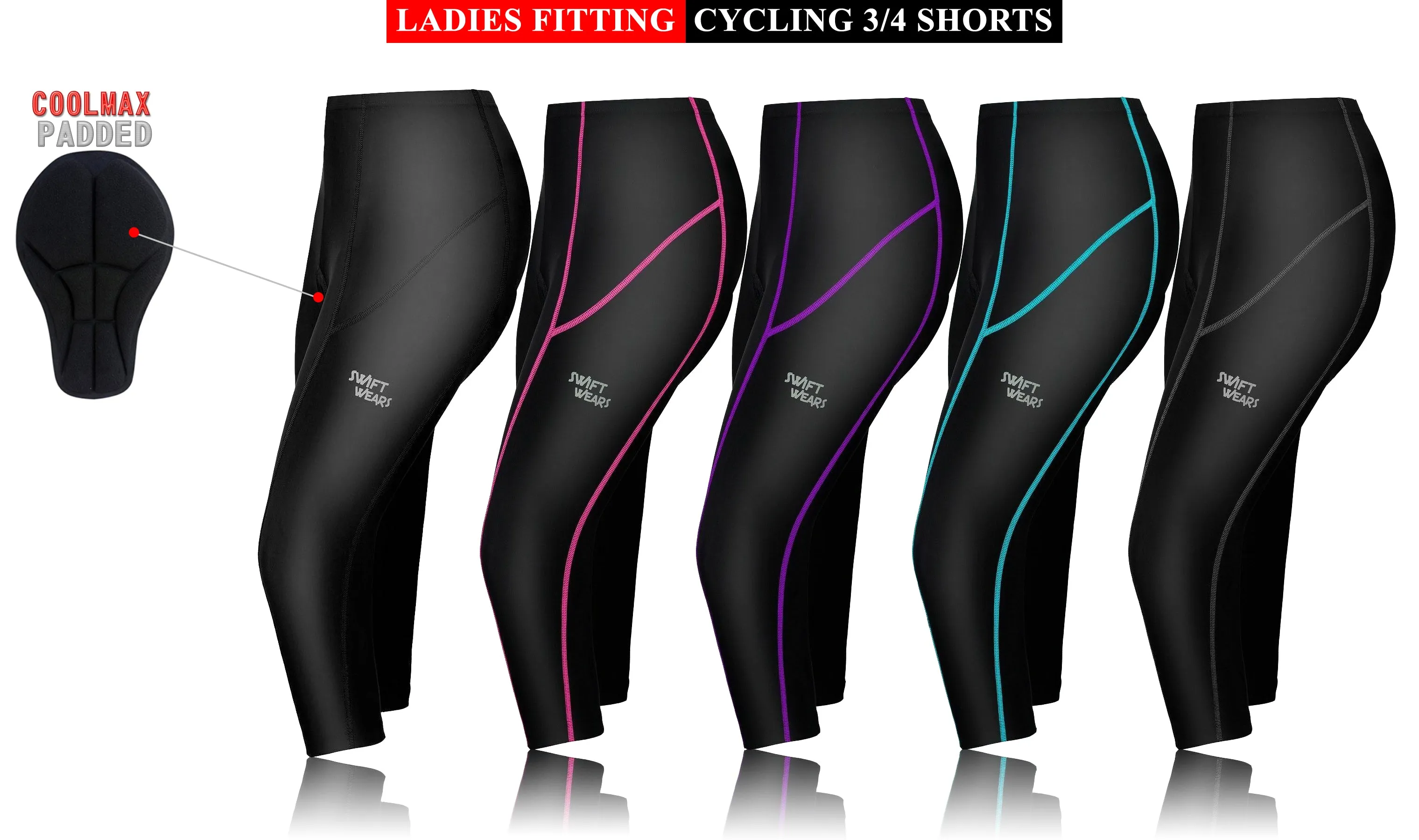 Women Cycling 3/4 Padded Legging