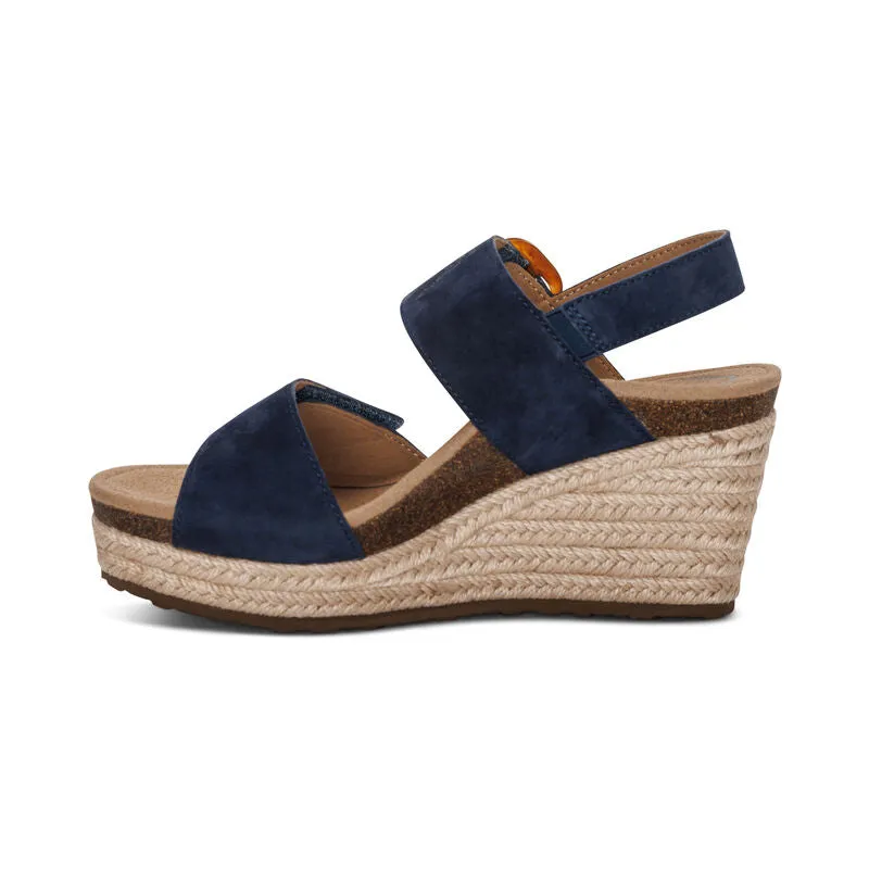 Women's Aetrex Ashley Arch Support Wedge Color: Navy