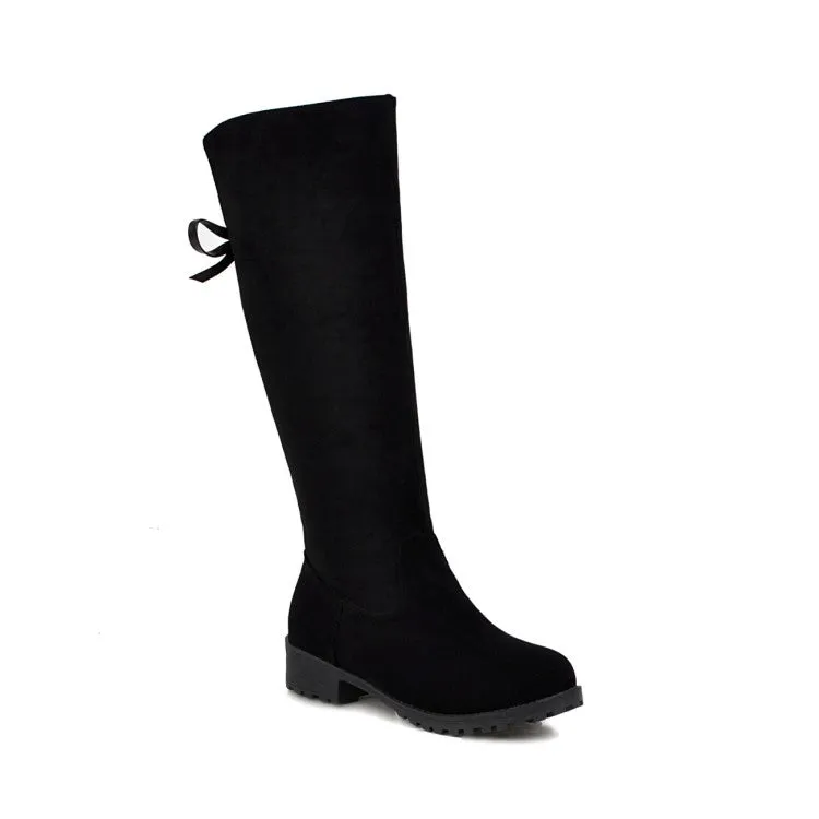 Womens' Suede Low Heels Knee High Boots