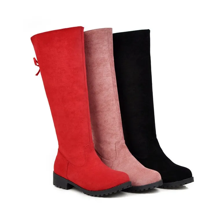 Womens' Suede Low Heels Knee High Boots