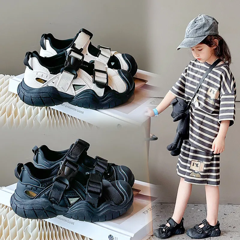 xiangtuibao  Children's Shoes Sports Sandals  Summer New Medium and Big Children Hollow Breathable Sneaker Korean Style Boys and Girls Shoes