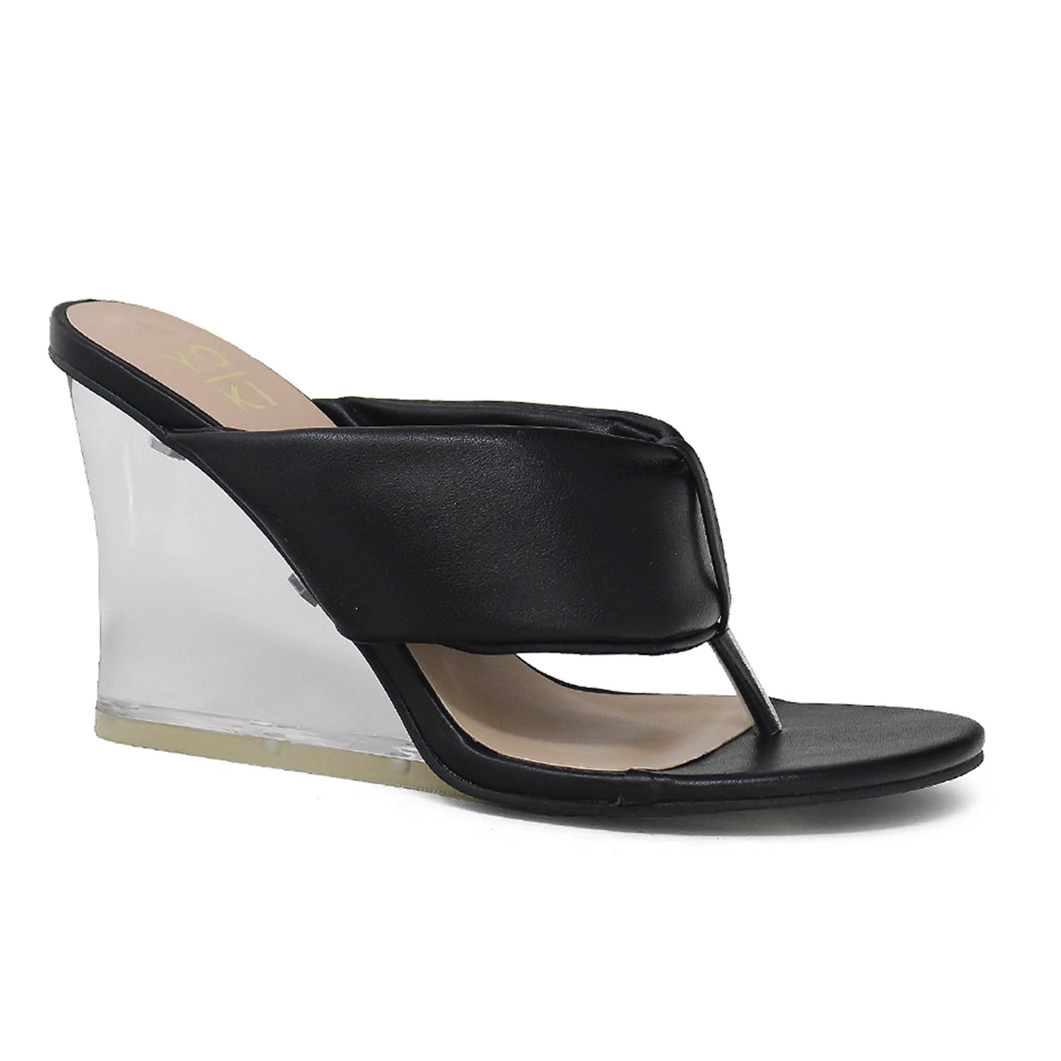 Yoki womens Amina-09 Clear Wedge Mule