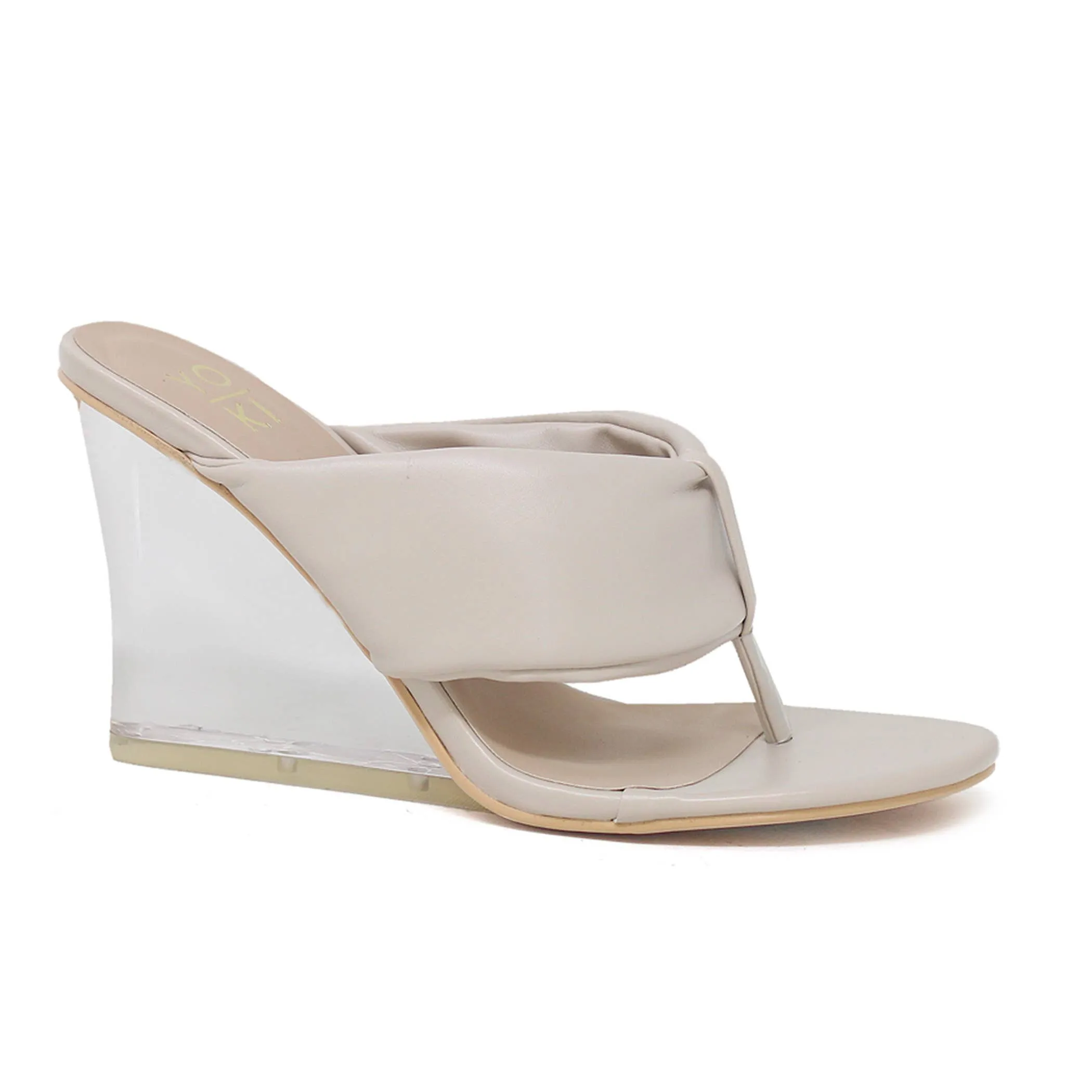 Yoki womens Amina-09 Clear Wedge Mule